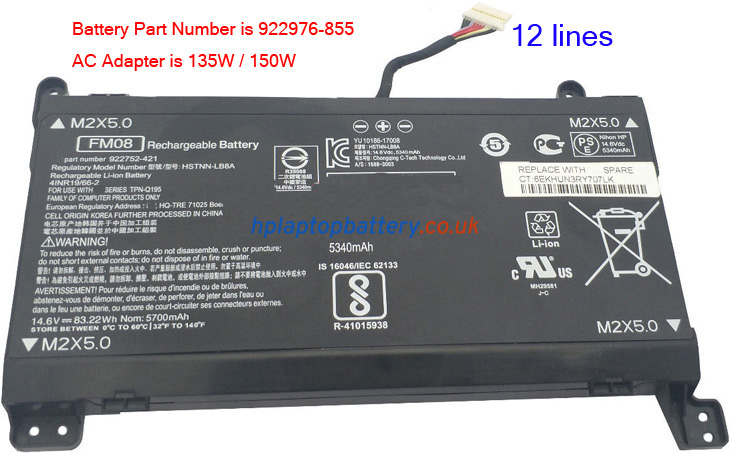 Battery for HP Omen 17-AN048UR laptop