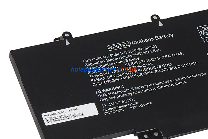 Battery for HP 760944-421(3ICP6/60/80) laptop