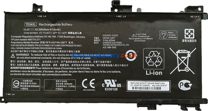 Battery for HP Omen 15-AX206NG laptop