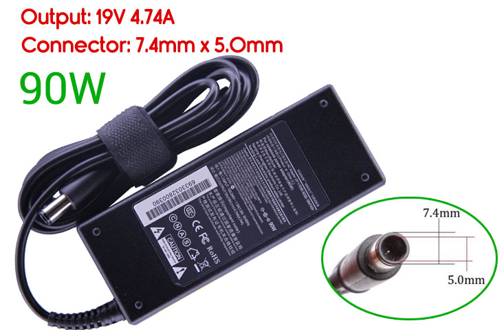 Cargador para Portátiles HP 90w - 19V- 4.74 Conector 7.4 x 5mm